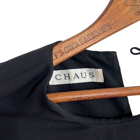 CHAUS Crew Neck Keyhole Back Pullover Sleeveless Blouse Black Size 12 - Picture 3 of 7